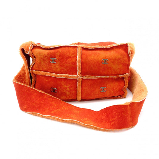 CHANEL Shoulder Bag, Mouton, Orange Leather, Coco Logo