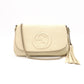 GUCCI Soho Shoulder Bag, Leather, Beige, Crossbody, Gold Hardware, GG Logo
