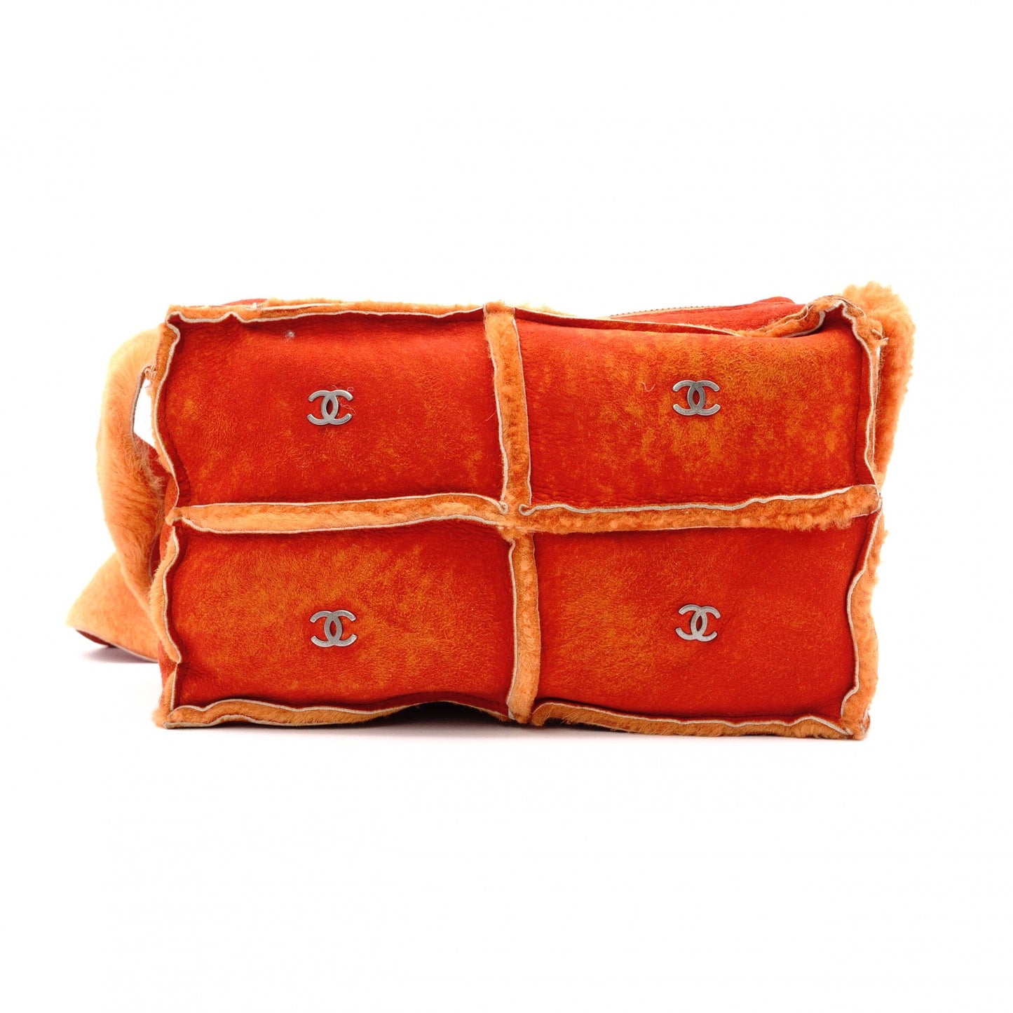CHANEL Shoulder Bag, Mouton, Orange Leather, Coco Logo
