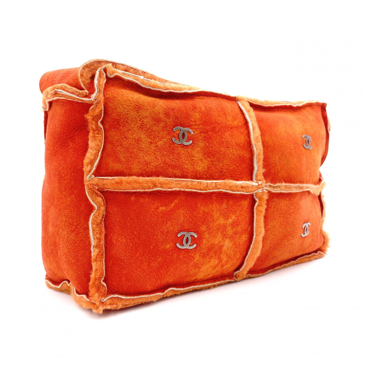 CHANEL Shoulder Bag, Mouton, Orange Leather, Coco Logo