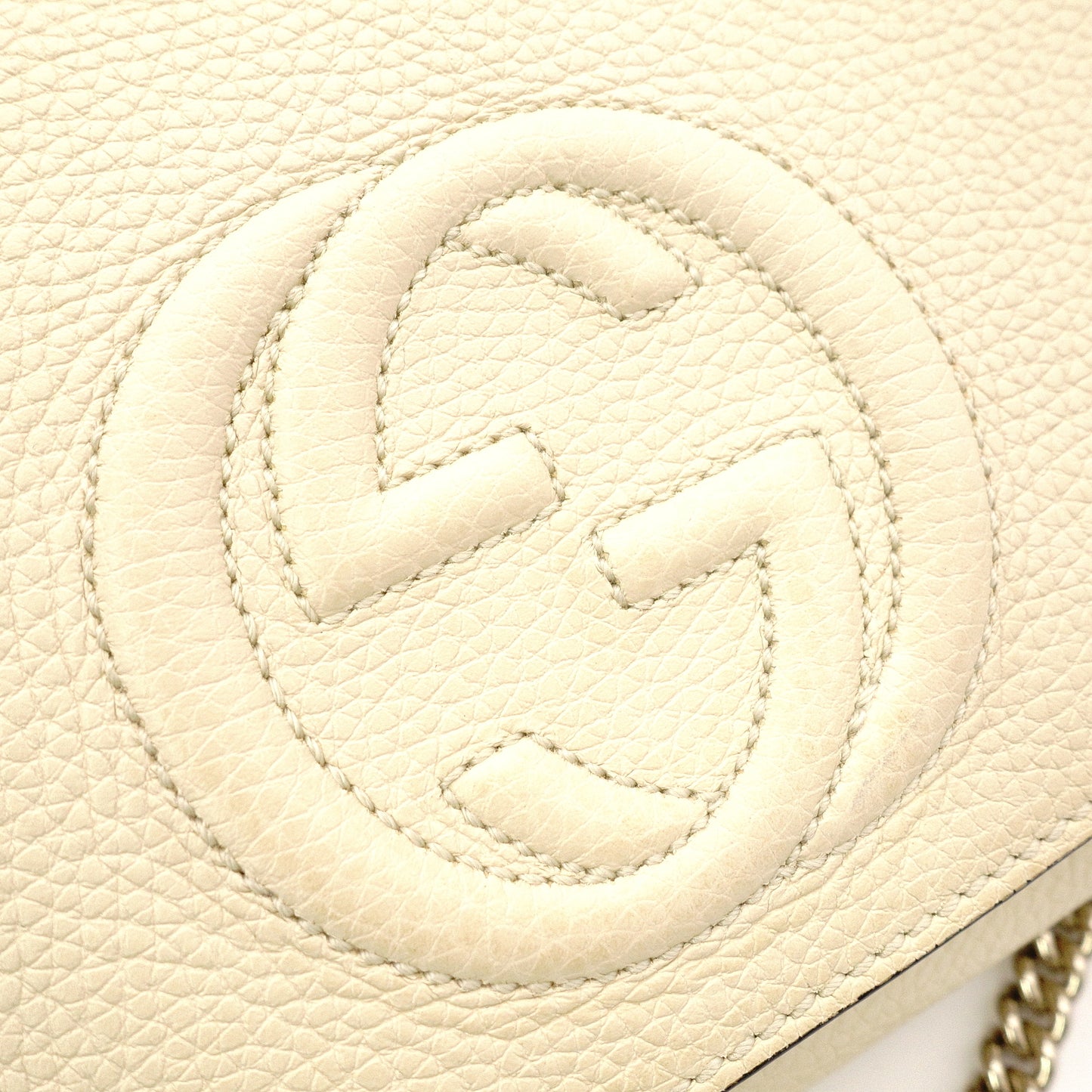 GUCCI Soho Shoulder Bag, Leather, Beige, Crossbody, Gold Hardware, GG Logo