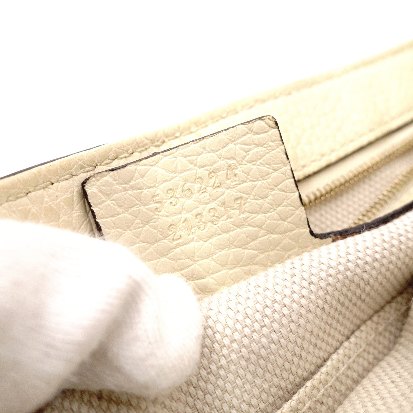 GUCCI Soho Shoulder Bag, Leather, Beige, Crossbody, Gold Hardware, GG Logo