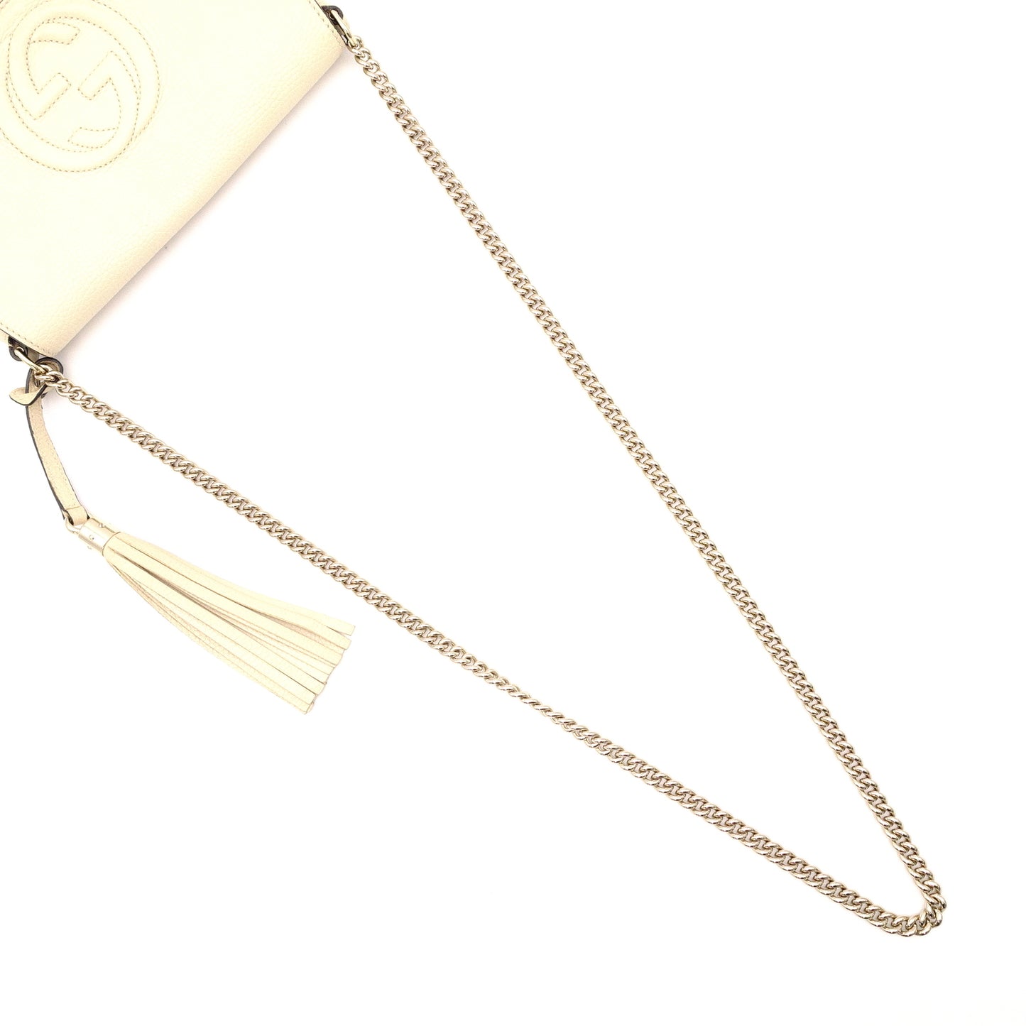 GUCCI Soho Shoulder Bag, Leather, Beige, Crossbody, Gold Hardware, GG Logo