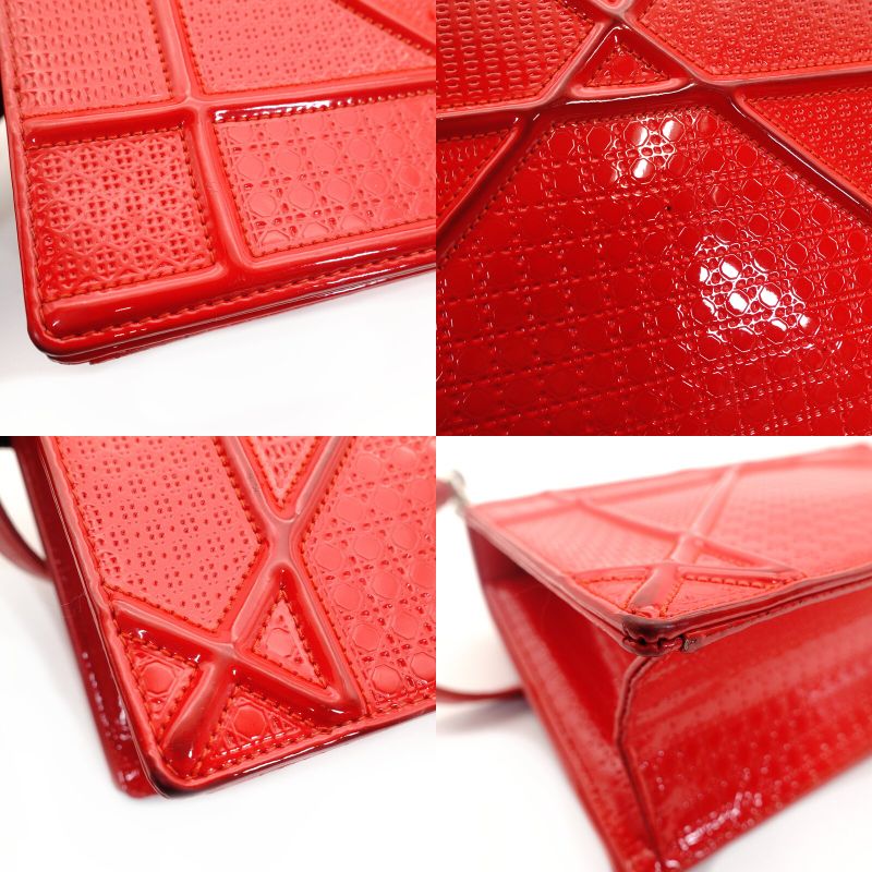 DIOR Diorama Chain Shoulder Bag Red Patent Leather Crossbody 7-9-026
