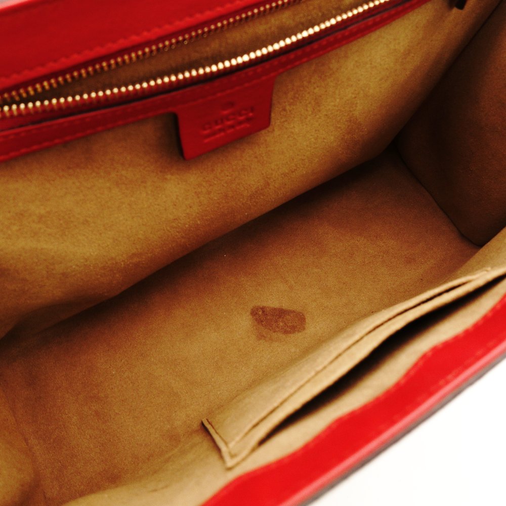 GUCCI Padlock GG Supreme Chain Shoulder Bag Beige × Pink × Red PVC Leather Crossbody R801097