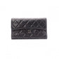 CHANEL Lambskin Matelassé Flap Long Wallet, Leather, Black, with Silver Hardware