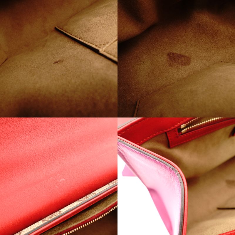 GUCCI Padlock GG Supreme Chain Shoulder Bag Beige × Pink × Red PVC Leather Crossbody R801097