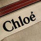Chloe Woody Medium Tote Shoulder Bag, Cotton/Leather, Beige