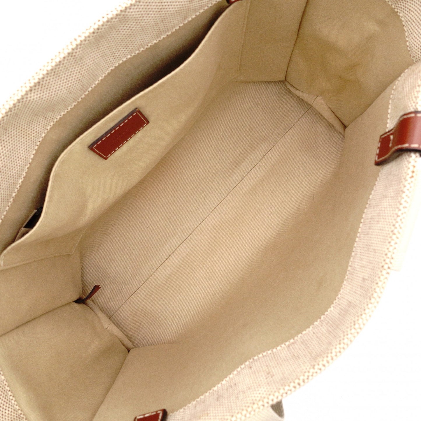 Chloe Woody Medium Tote Shoulder Bag, Cotton/Leather, Beige