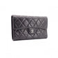 CHANEL Lambskin Matelassé Flap Long Wallet, Leather, Black, with Silver Hardware