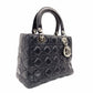 DIOR Lady Dior Medium Cannage Handbag Dark Navy Blue 2-Way Silver Hardware Shoulder R801102