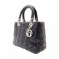 DIOR Lady Dior Medium Cannage Handbag Dark Navy Blue 2-Way Silver Hardware Shoulder R801102