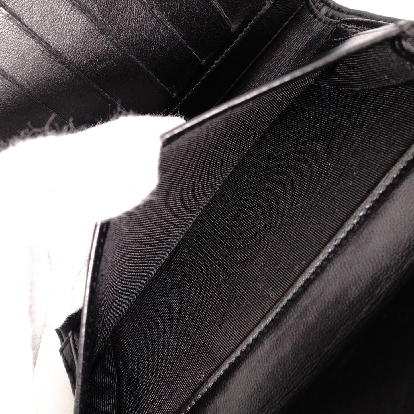 CHANEL Lambskin Matelassé Flap Long Wallet, Leather, Black, with Silver Hardware
