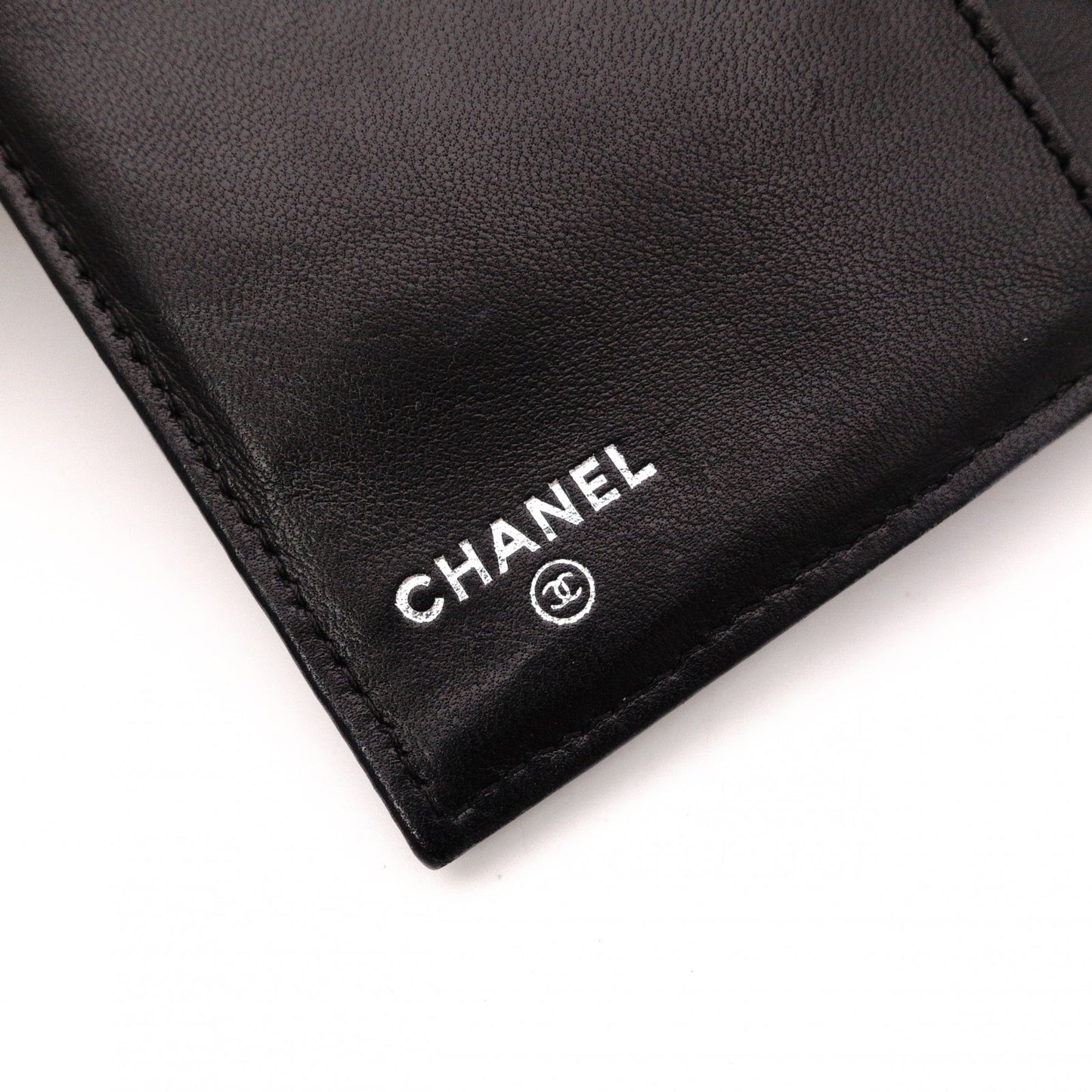 CHANEL Lambskin Matelassé Flap Long Wallet, Leather, Black, with Silver Hardware