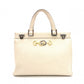 GUCCI Zumi Handbag, Leather, Beige, Silver, Gold Hardware, Logo