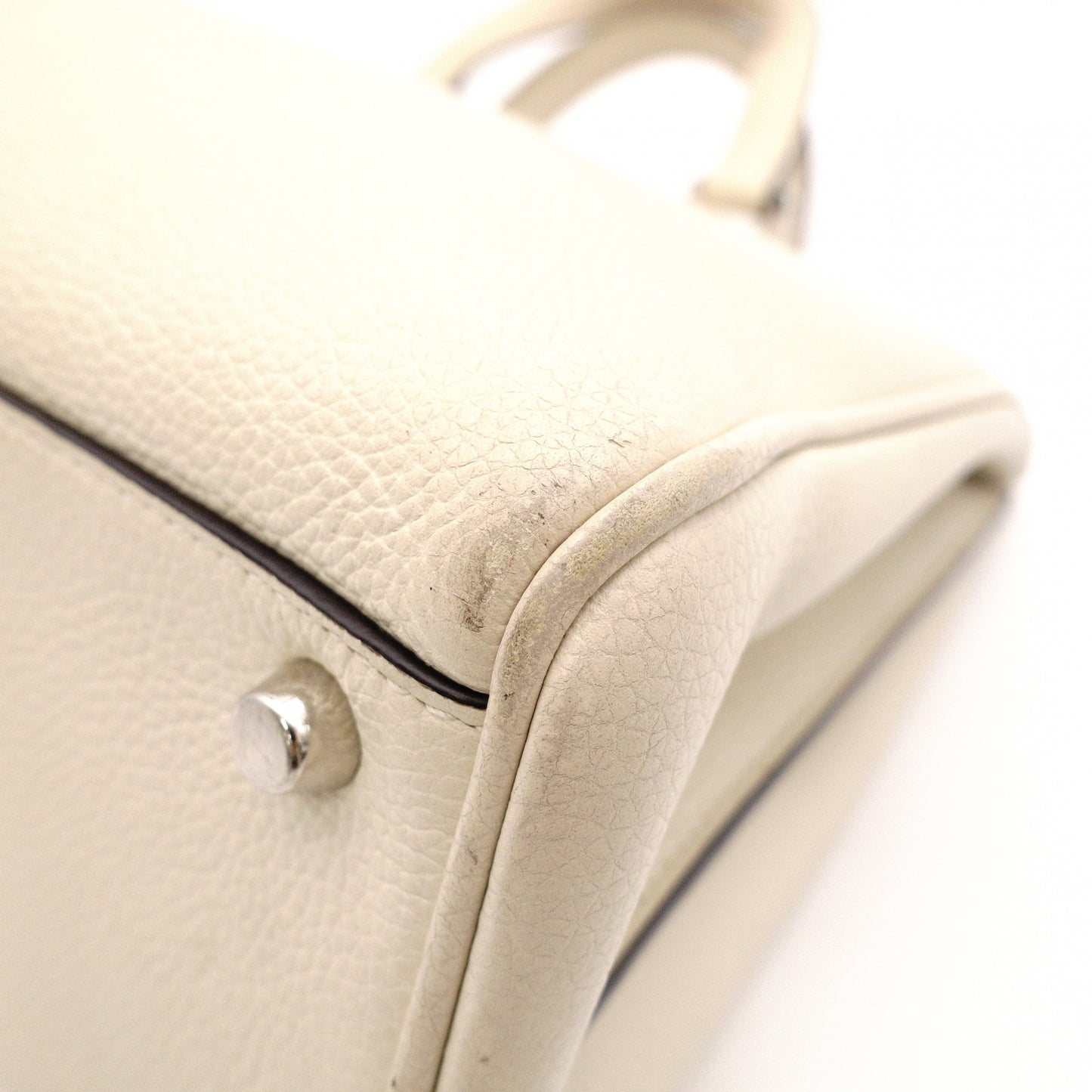 GUCCI Zumi Handbag, Leather, Beige, Silver, Gold Hardware, Logo