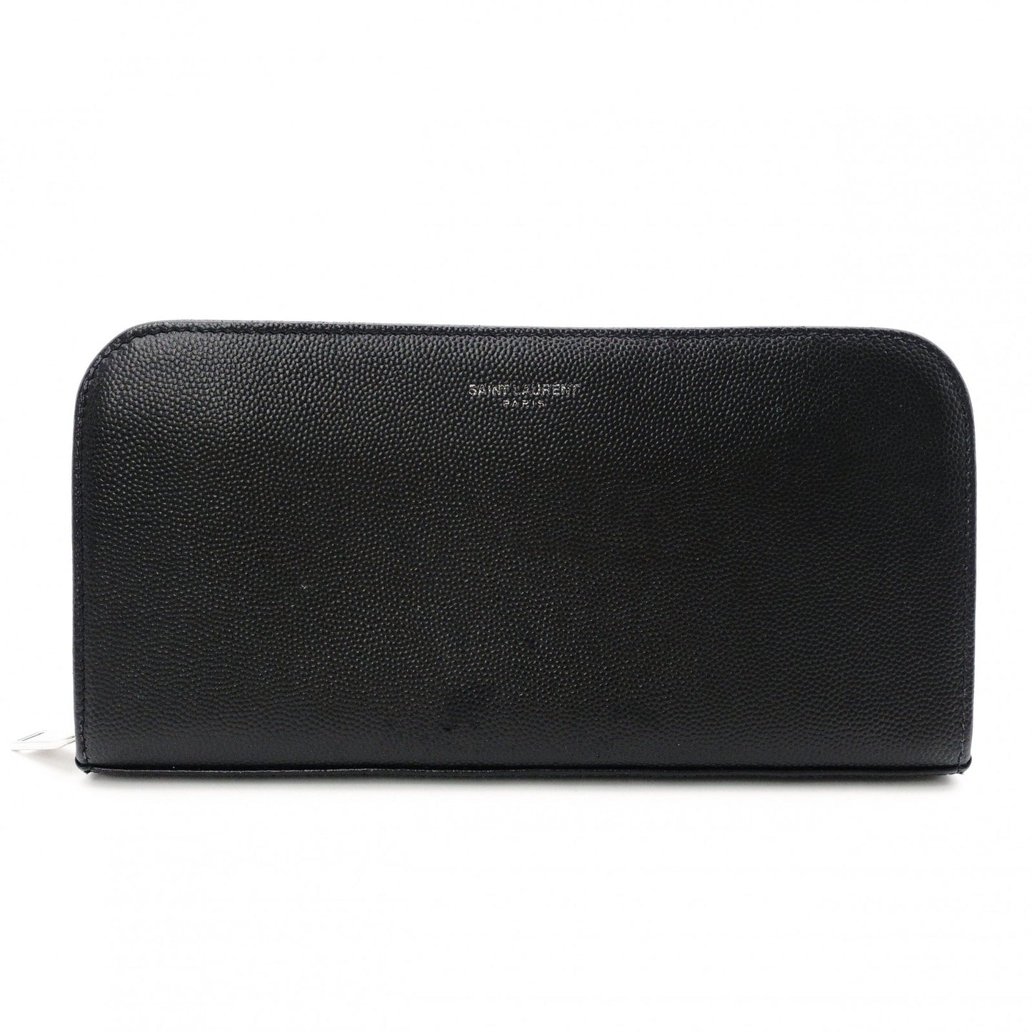 SAINT LAURENT Long Wallet, Leather, Black, Silver Hardware