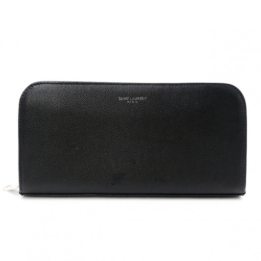 SAINT LAURENT Long Wallet, Leather, Black, Silver Hardware