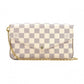 LOUIS VUITTON Pochette Félicie Damier Azur Shoulder Bag / PVC / Leather / White