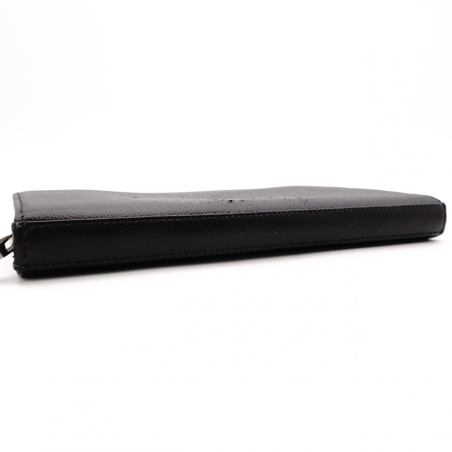 SAINT LAURENT Long Wallet, Leather, Black, Silver Hardware
