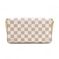LOUIS VUITTON Pochette Félicie Damier Azur Shoulder Bag / PVC / Leather / White