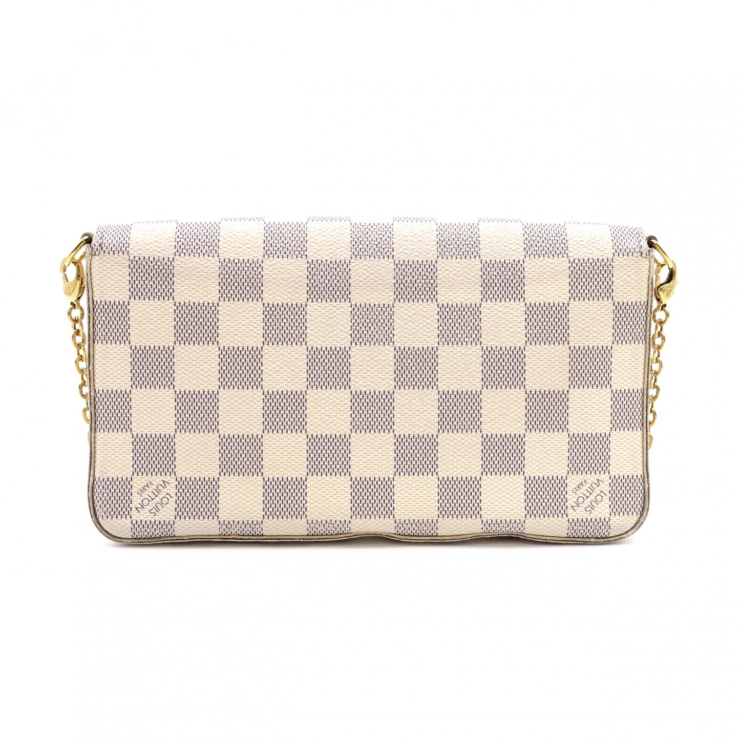 LOUIS VUITTON Pochette Félicie Damier Azur Shoulder Bag / PVC / Leather / White