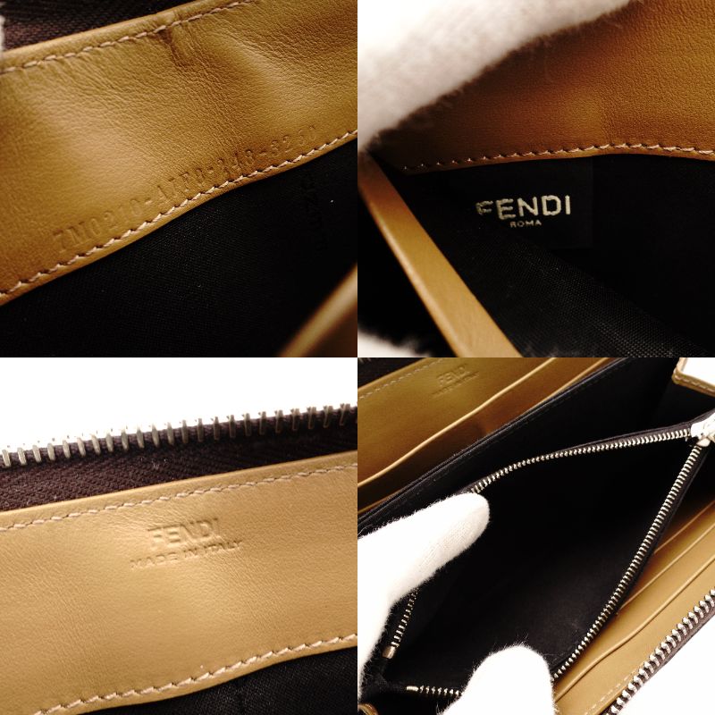 FENDI Zucca Long Wallet Black × Brown Men's Wallet Round Zipper 7-12-914