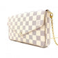 LOUIS VUITTON Pochette Félicie Damier Azur Shoulder Bag / PVC / Leather / White