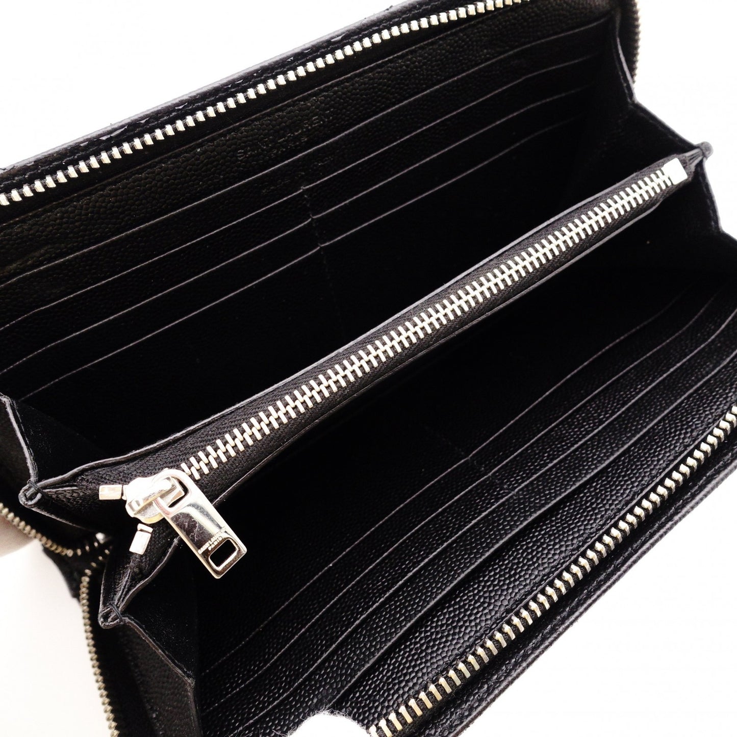 SAINT LAURENT Long Wallet, Leather, Black, Silver Hardware
