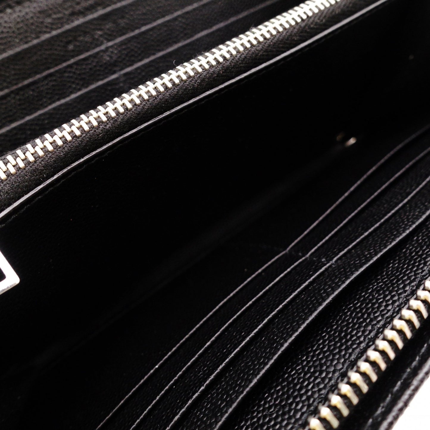 SAINT LAURENT Long Wallet, Leather, Black, Silver Hardware