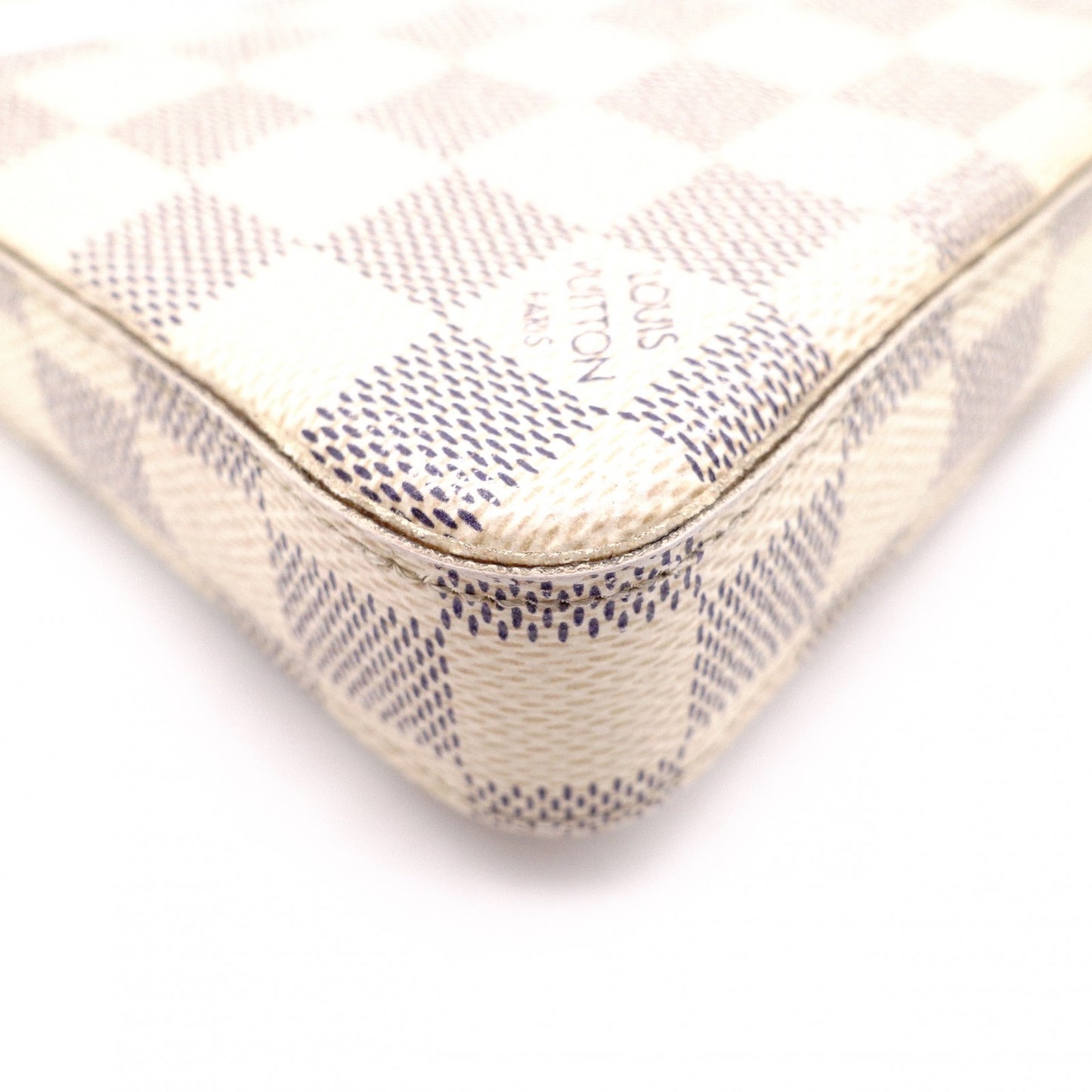 LOUIS VUITTON Pochette Félicie Damier Azur Shoulder Bag / PVC / Leather / White