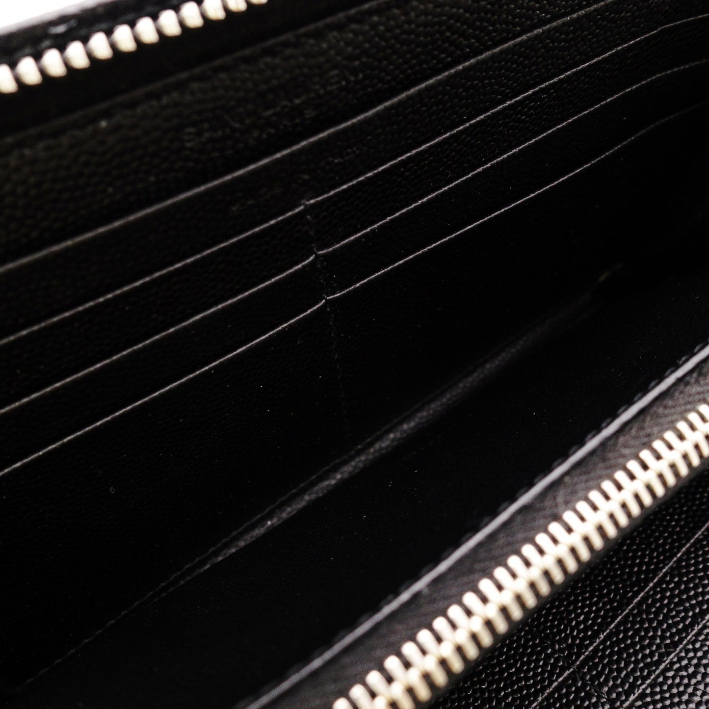 SAINT LAURENT Long Wallet, Leather, Black, Silver Hardware