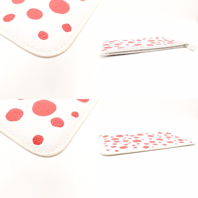 LOUIS VUITTON Neverfull Pouch Infinity Dot Yayoi Kusama Leather White × Red Pouch 7-12-104