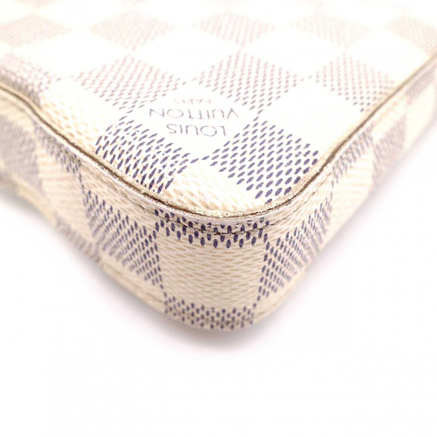 LOUIS VUITTON Pochette Félicie Damier Azur Shoulder Bag / PVC / Leather / White