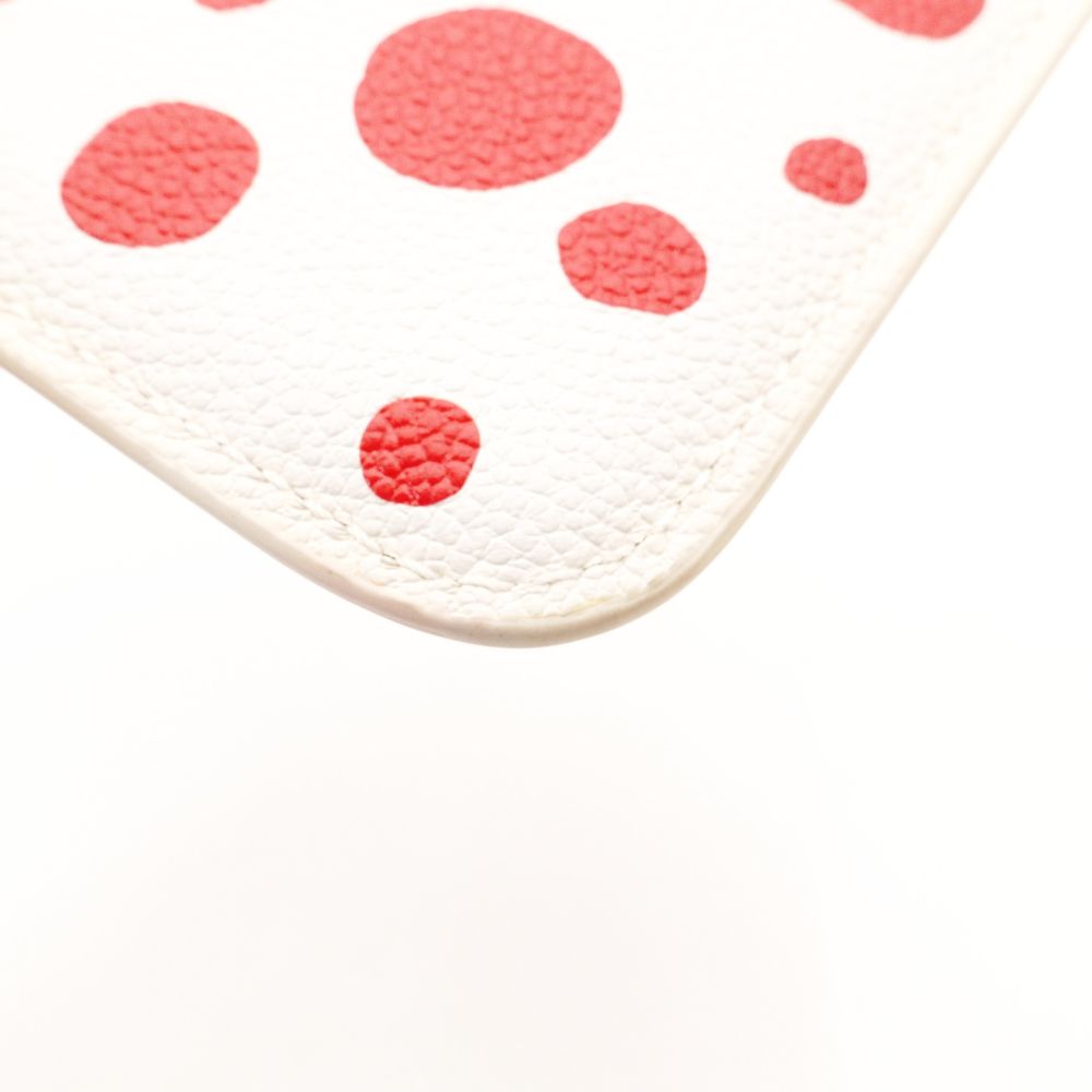 LOUIS VUITTON Neverfull Pouch Infinity Dot Yayoi Kusama Leather White × Red Pouch 7-12-104