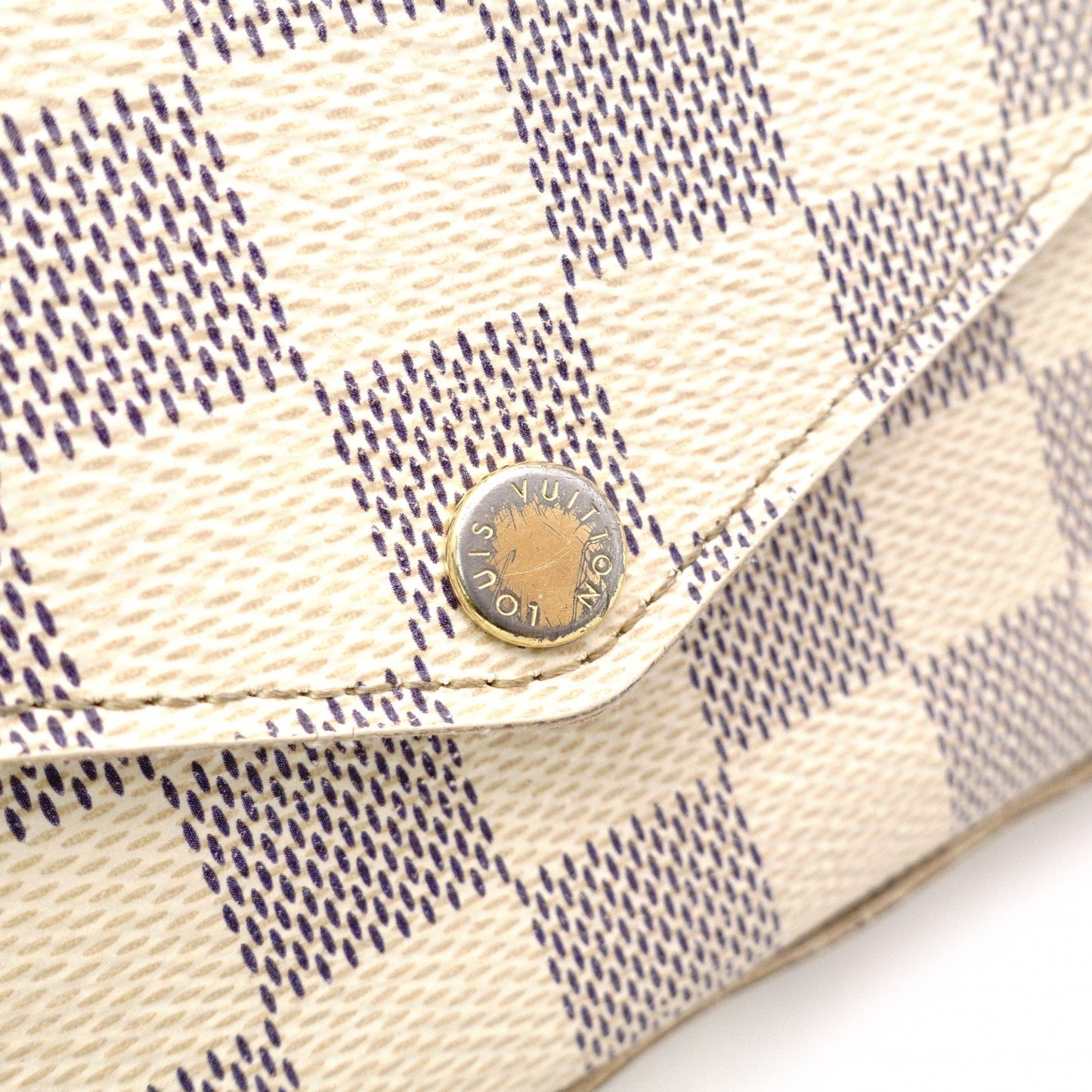 LOUIS VUITTON Pochette Félicie Damier Azur Shoulder Bag / PVC / Leather / White