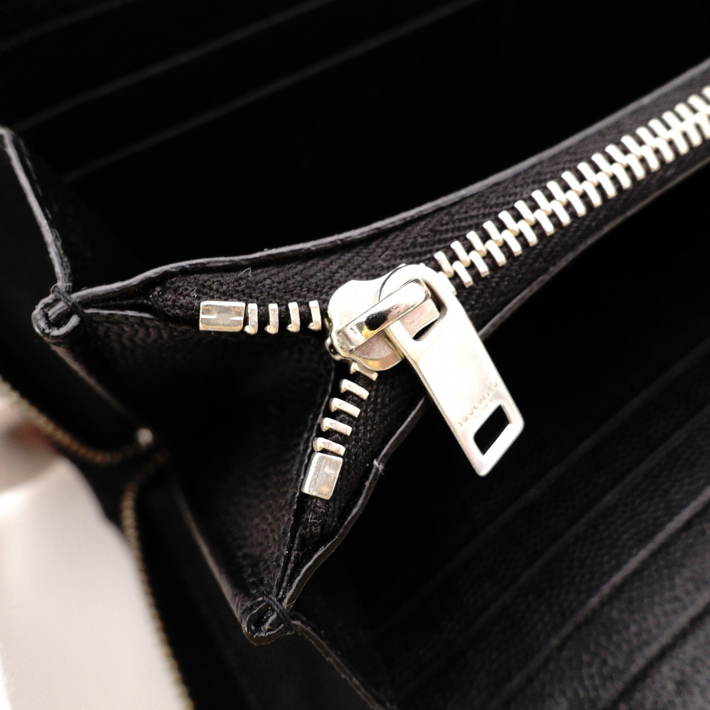 SAINT LAURENT Long Wallet, Leather, Black, Silver Hardware