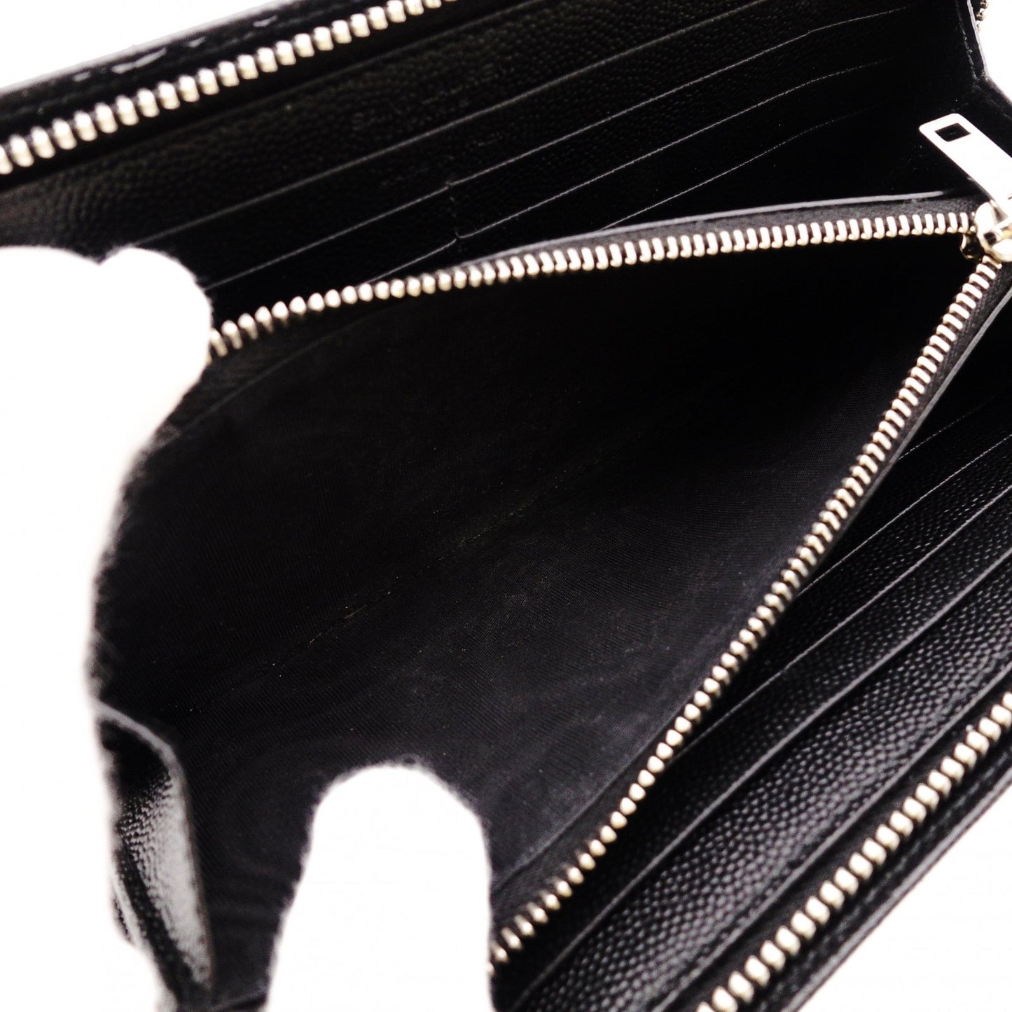 SAINT LAURENT Long Wallet, Leather, Black, Silver Hardware
