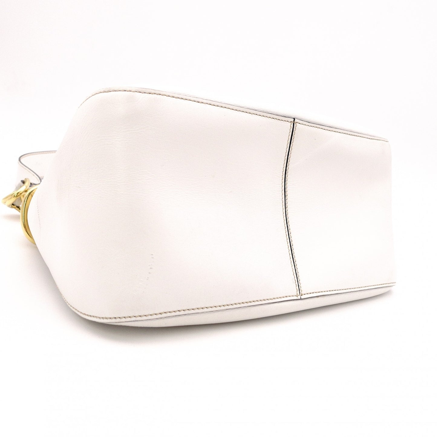 PRADA Vittello Dino Leather Shoulder Bag, White Leather, Crossbody, Gold Hardware