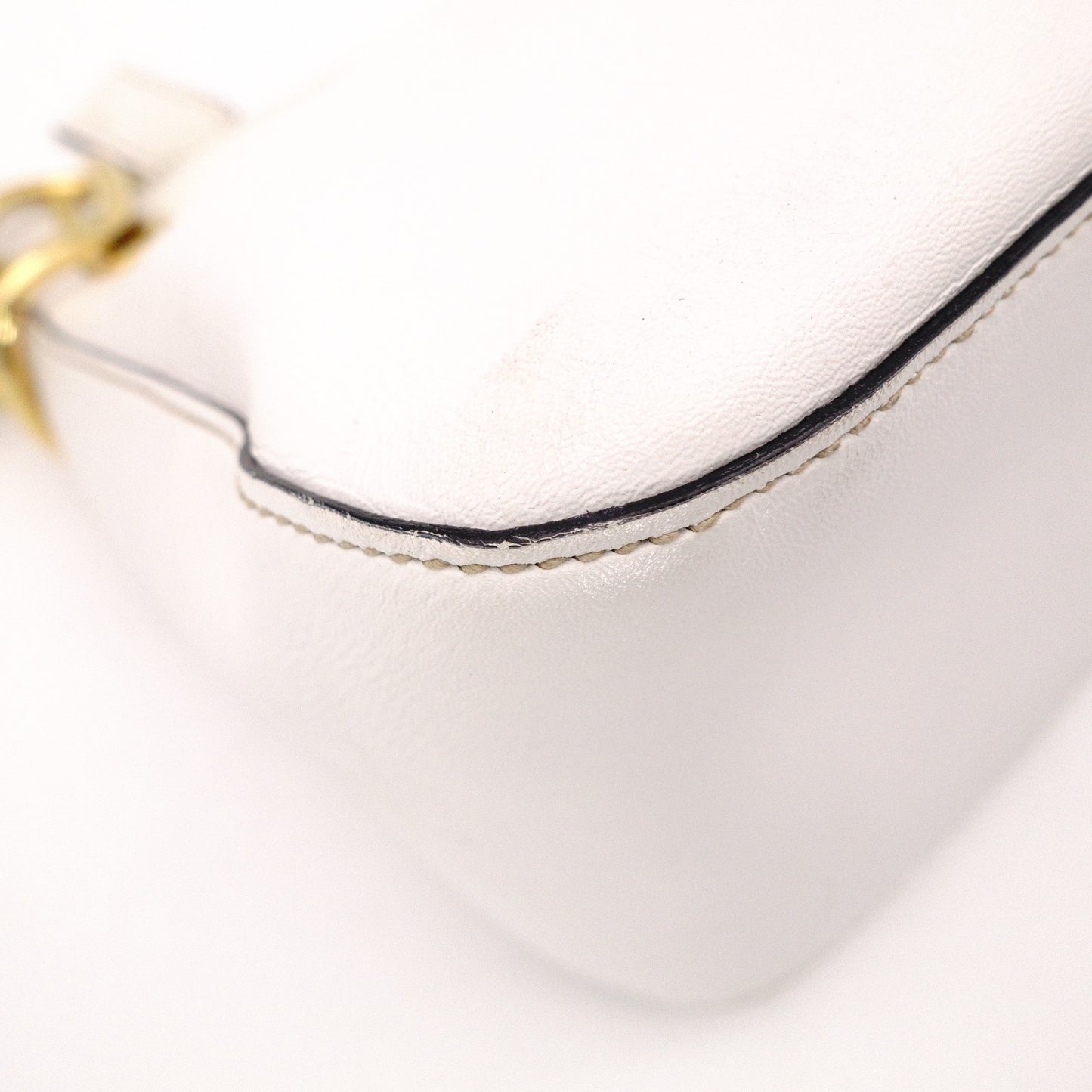 PRADA Vittello Dino Leather Shoulder Bag, White Leather, Crossbody, Gold Hardware