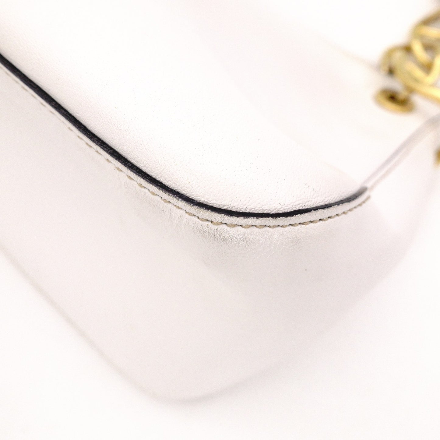 PRADA Vittello Dino Leather Shoulder Bag, White Leather, Crossbody, Gold Hardware