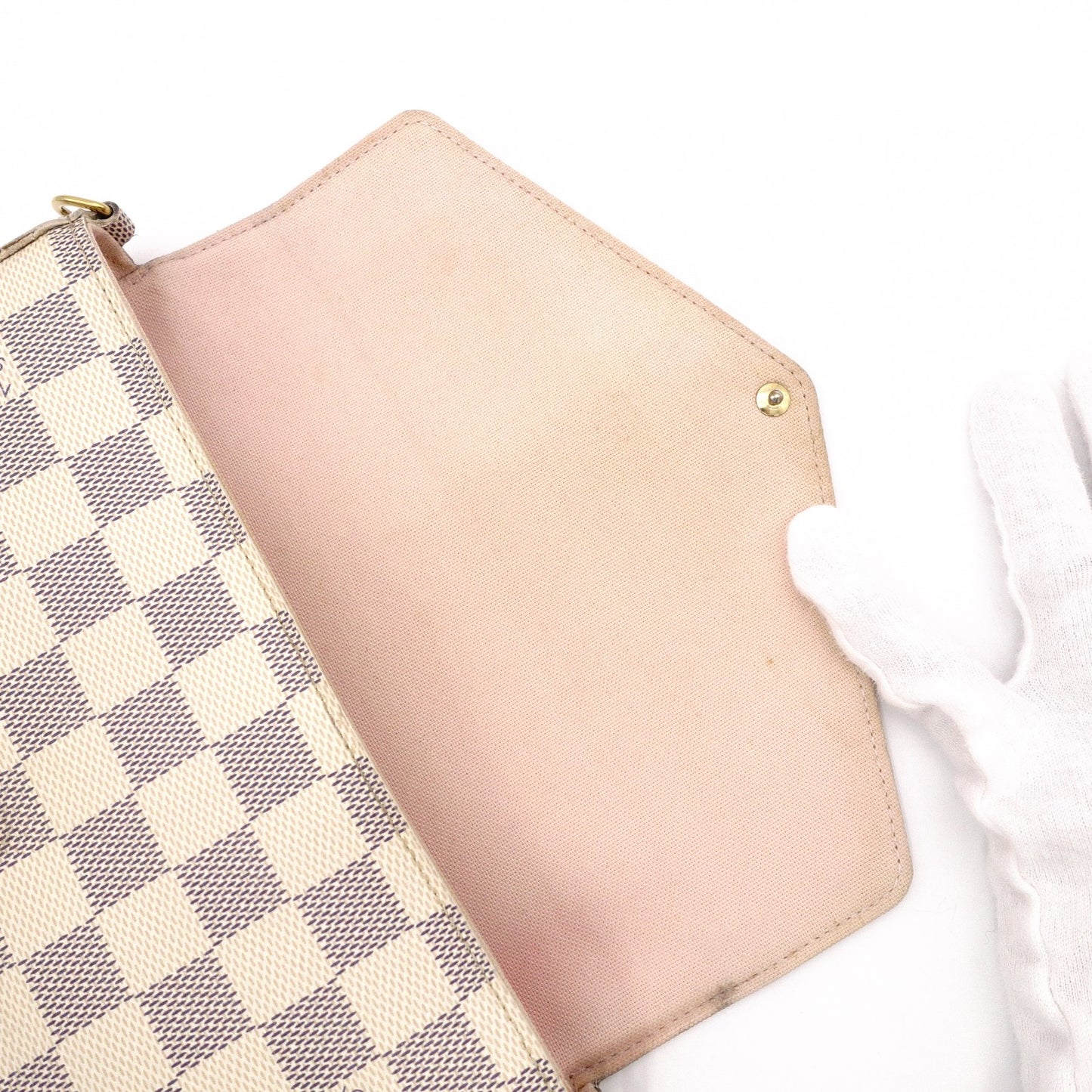 LOUIS VUITTON Pochette Félicie Damier Azur Shoulder Bag / PVC / Leather / White