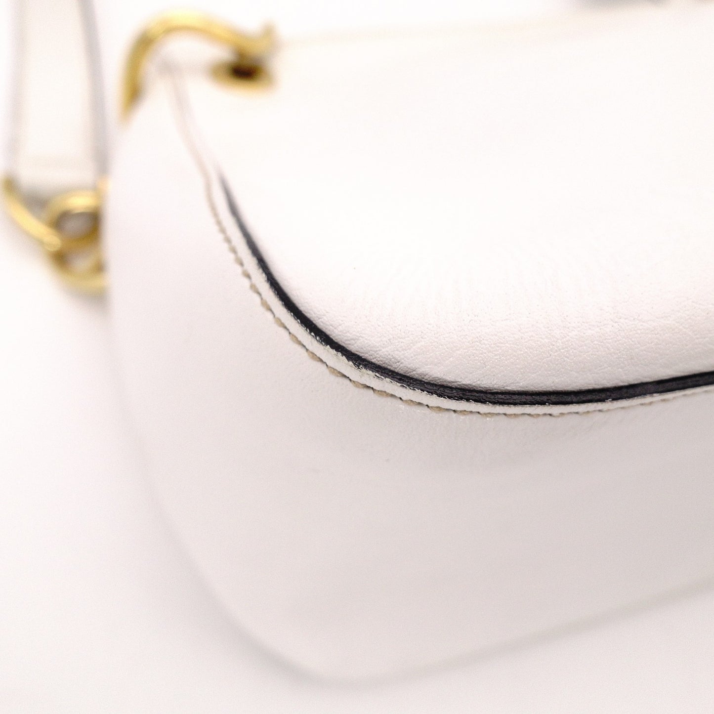 PRADA Vittello Dino Leather Shoulder Bag, White Leather, Crossbody, Gold Hardware