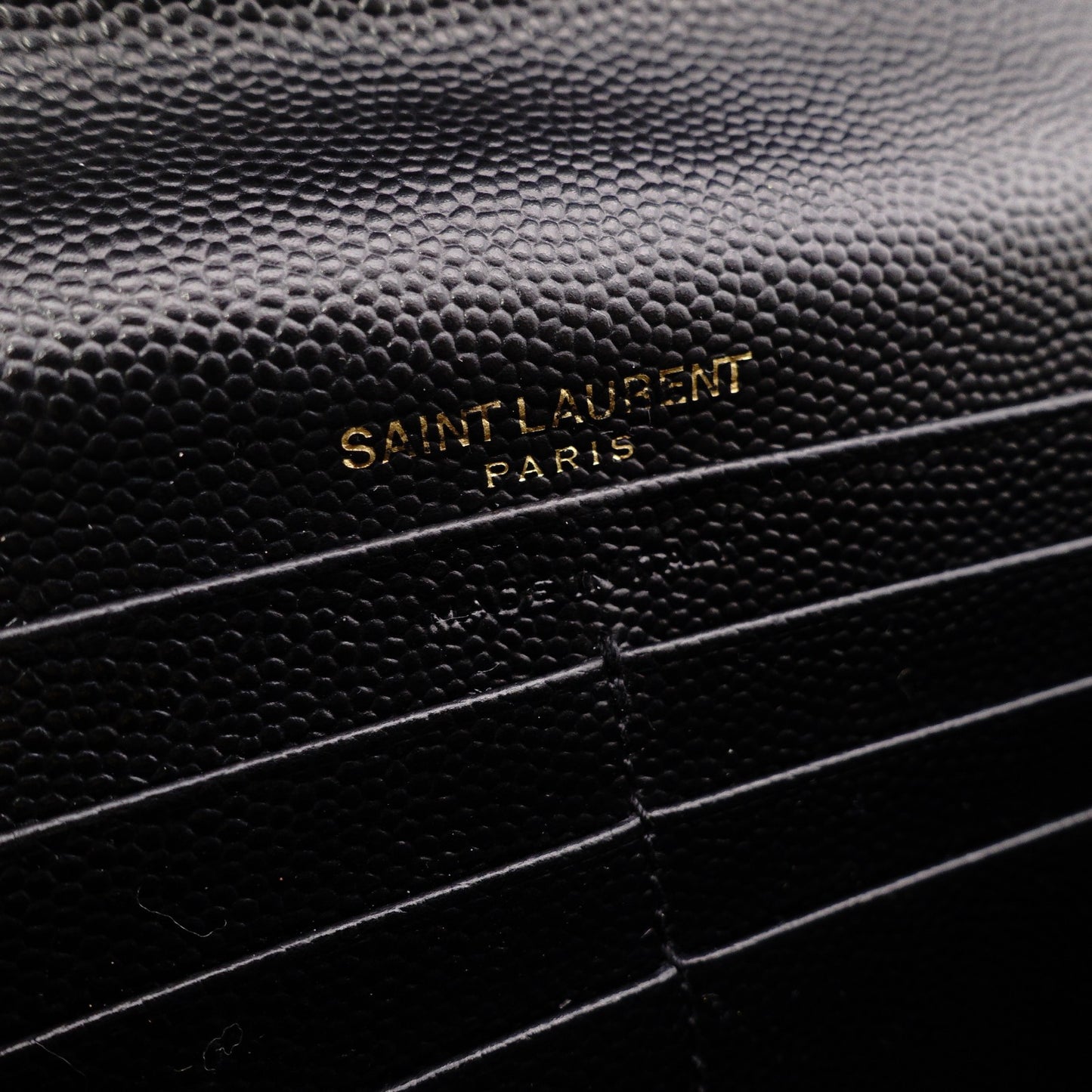 SAINT LAURENT Cassandra Long Wallet, Leather, Black, Flap Wallet, Gold Hardware