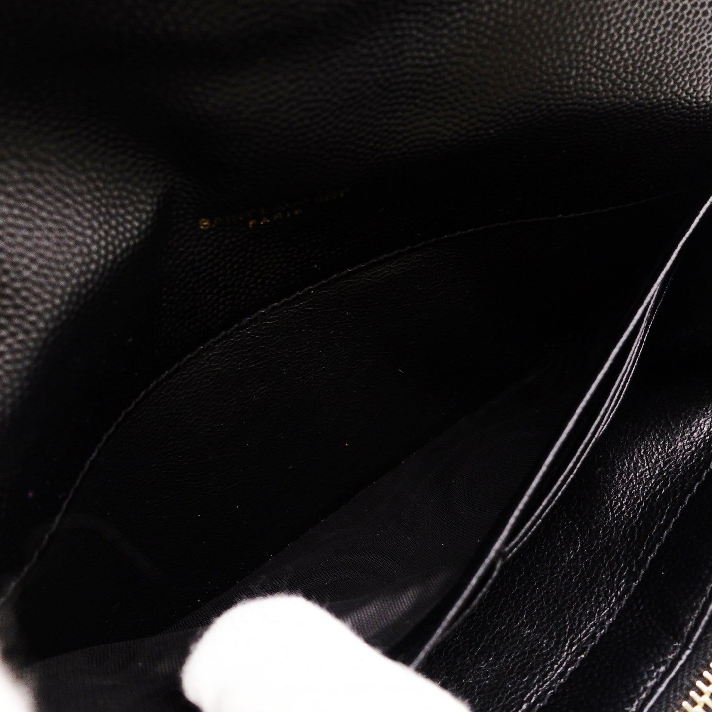 SAINT LAURENT Cassandra Long Wallet, Leather, Black, Flap Wallet, Gold Hardware