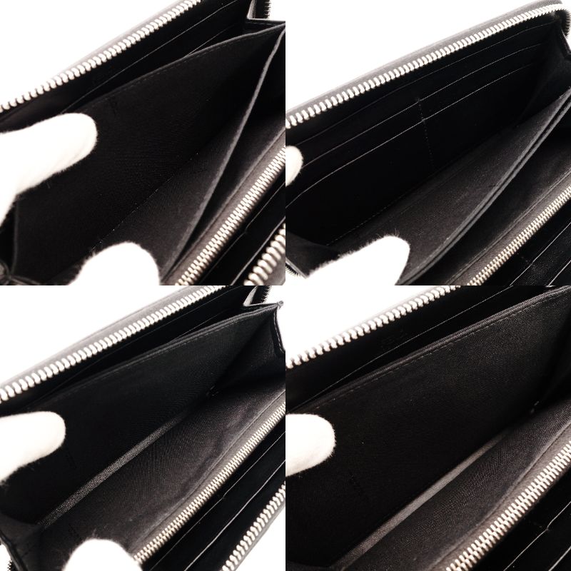 FENDI Diana Gor Zucca Long Wallet Zippy Wallet Men's Black × Gray PVC Leather Wallet R801430