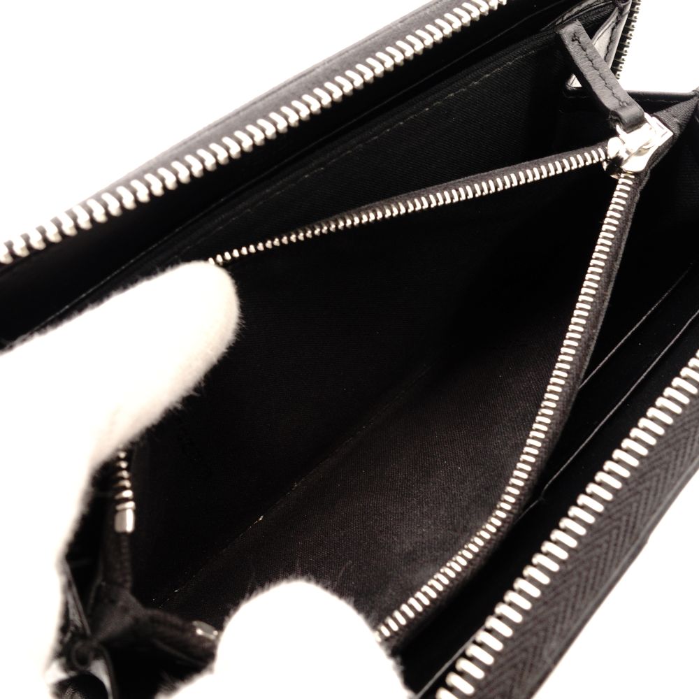 FENDI Diana Gor Zucca Long Wallet Zippy Wallet Men's Black × Gray PVC Leather Wallet R801430