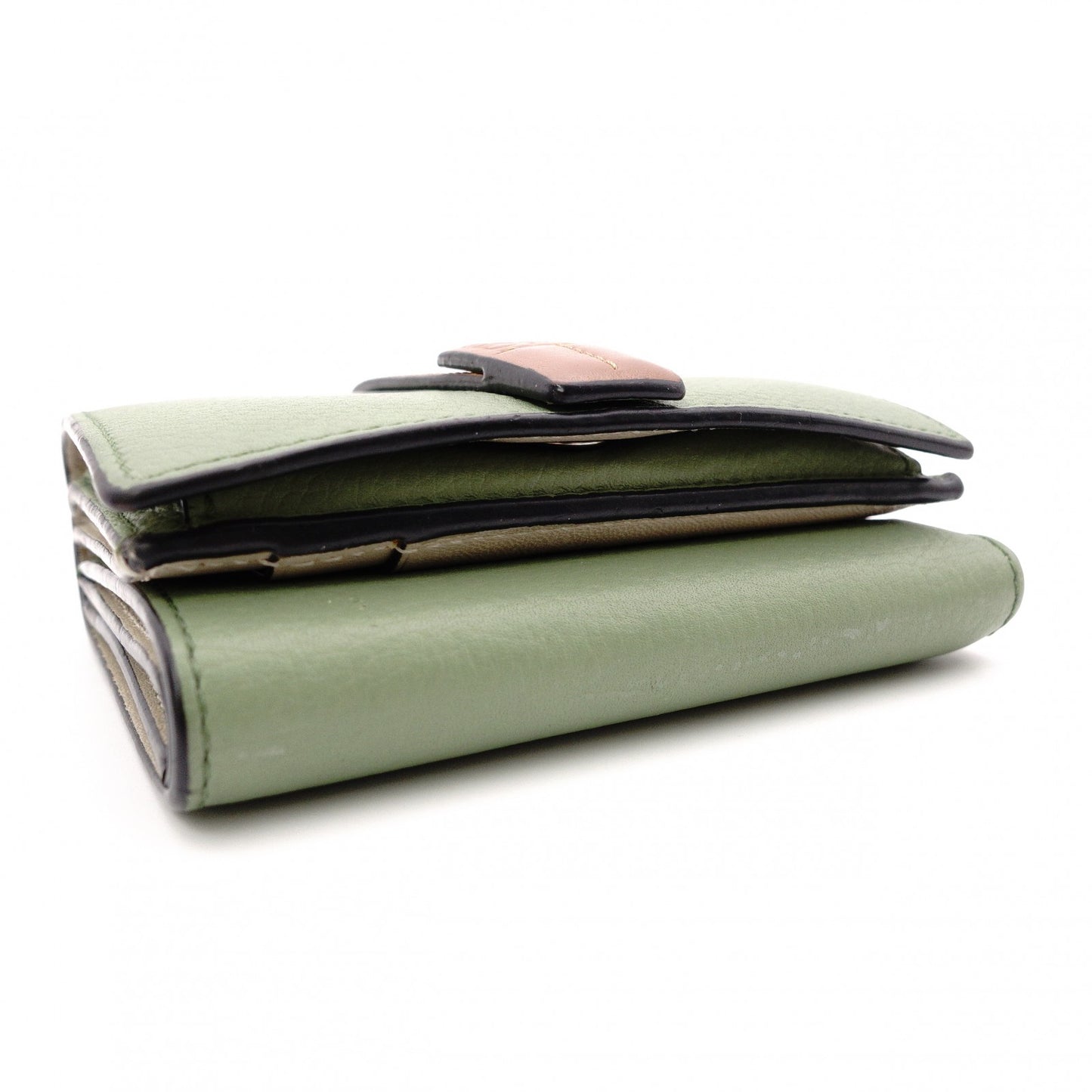 LOEWE Small Vertical Wallet, Tri-fold Wallet, Leather, Green