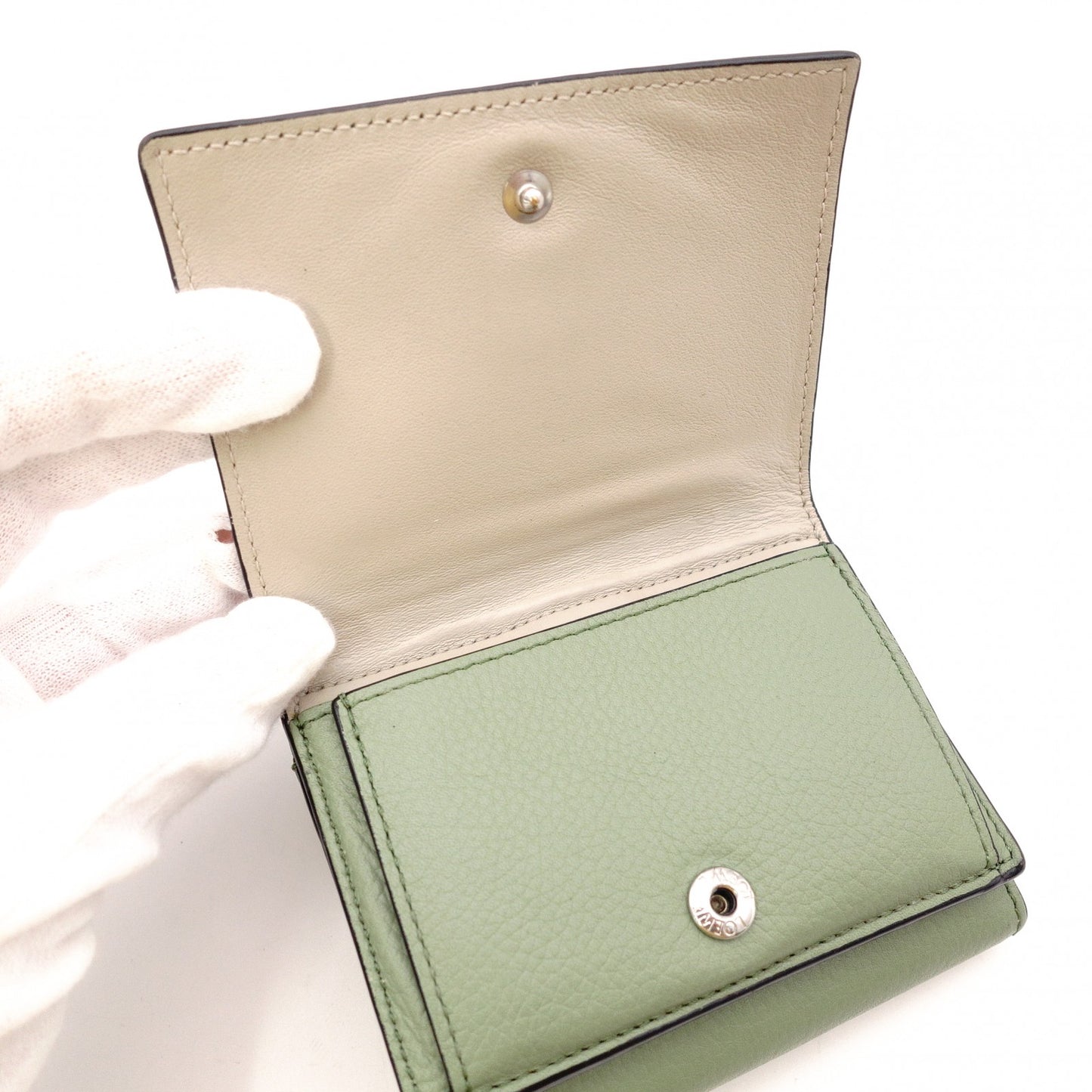 LOEWE Small Vertical Wallet, Tri-fold Wallet, Leather, Green
