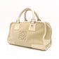 LOEWE Amazonas 28 Handbag, Suede/Leather, Beige Tones, Logo, Suede, Silver Hardware